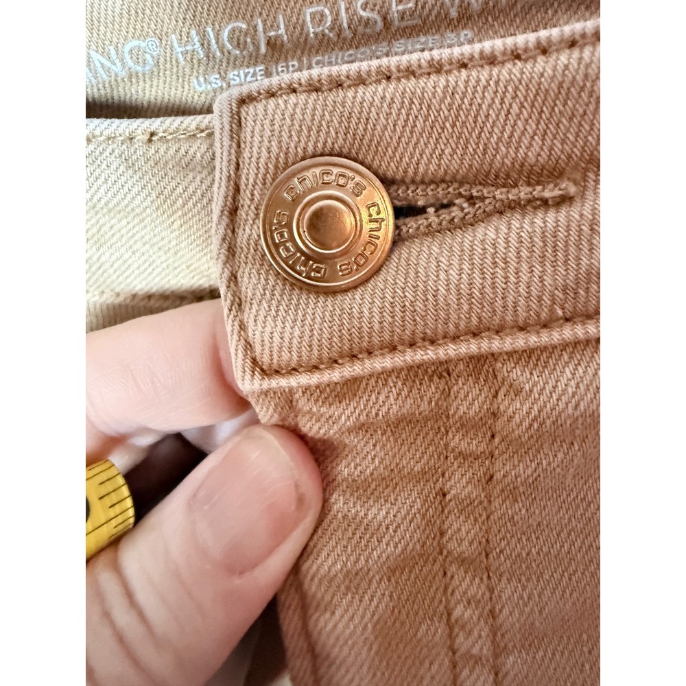 Chicos So Slimming High Rise Wide Leg Pants Tan Floral Butterfly Embroidered 3P - Picture 11 of 12